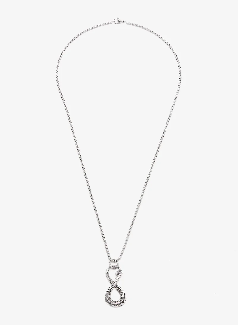 Seventy Five Sterling Silver Infinity Knot or Snake Pendant Necklace